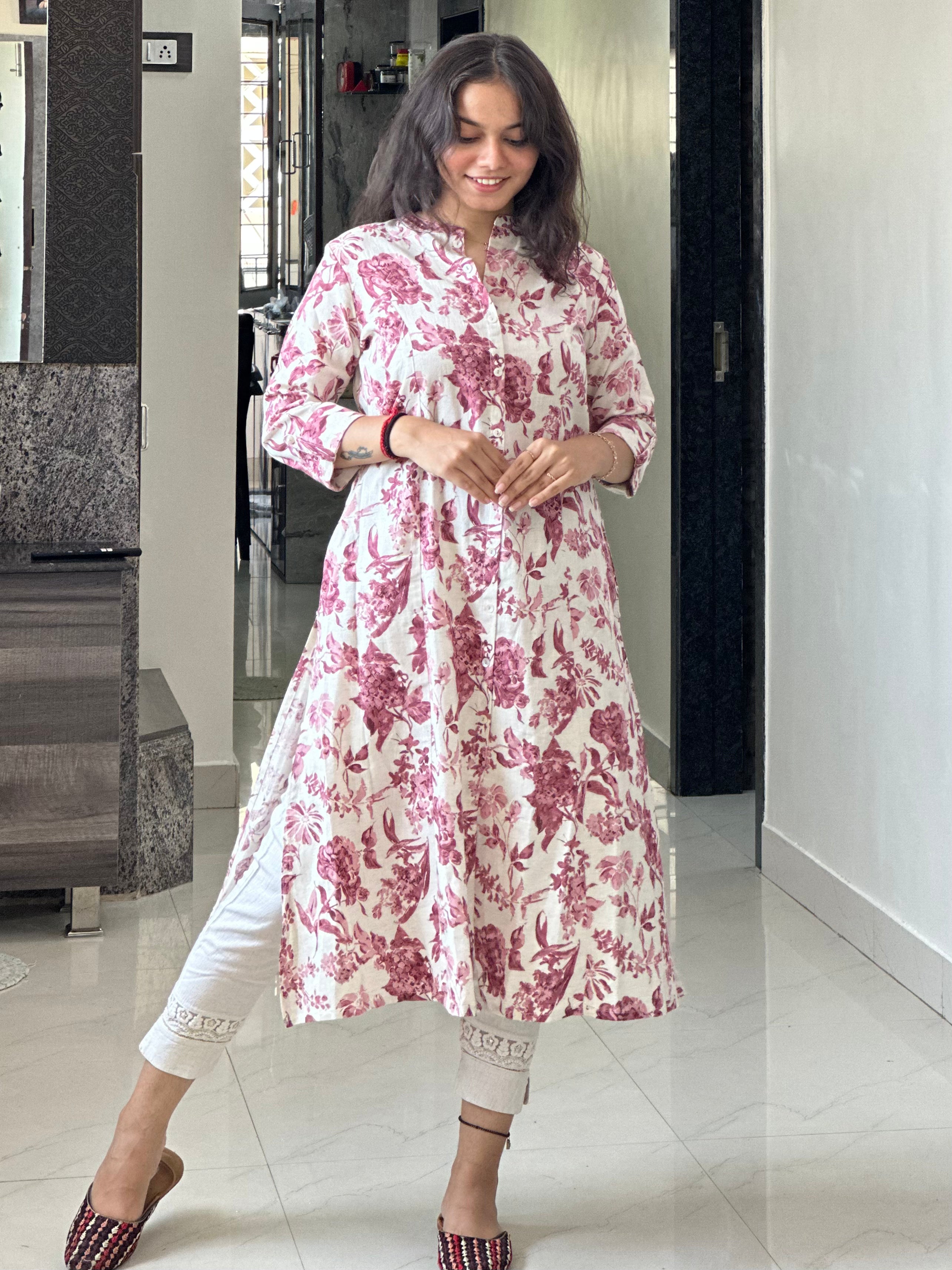 FLORAL PRINTED COTTON KURTA | OFFICE WEAR