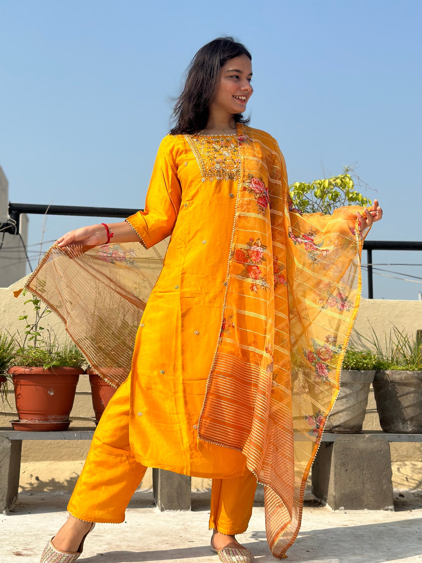 YELLOW HANDWORK SUIT