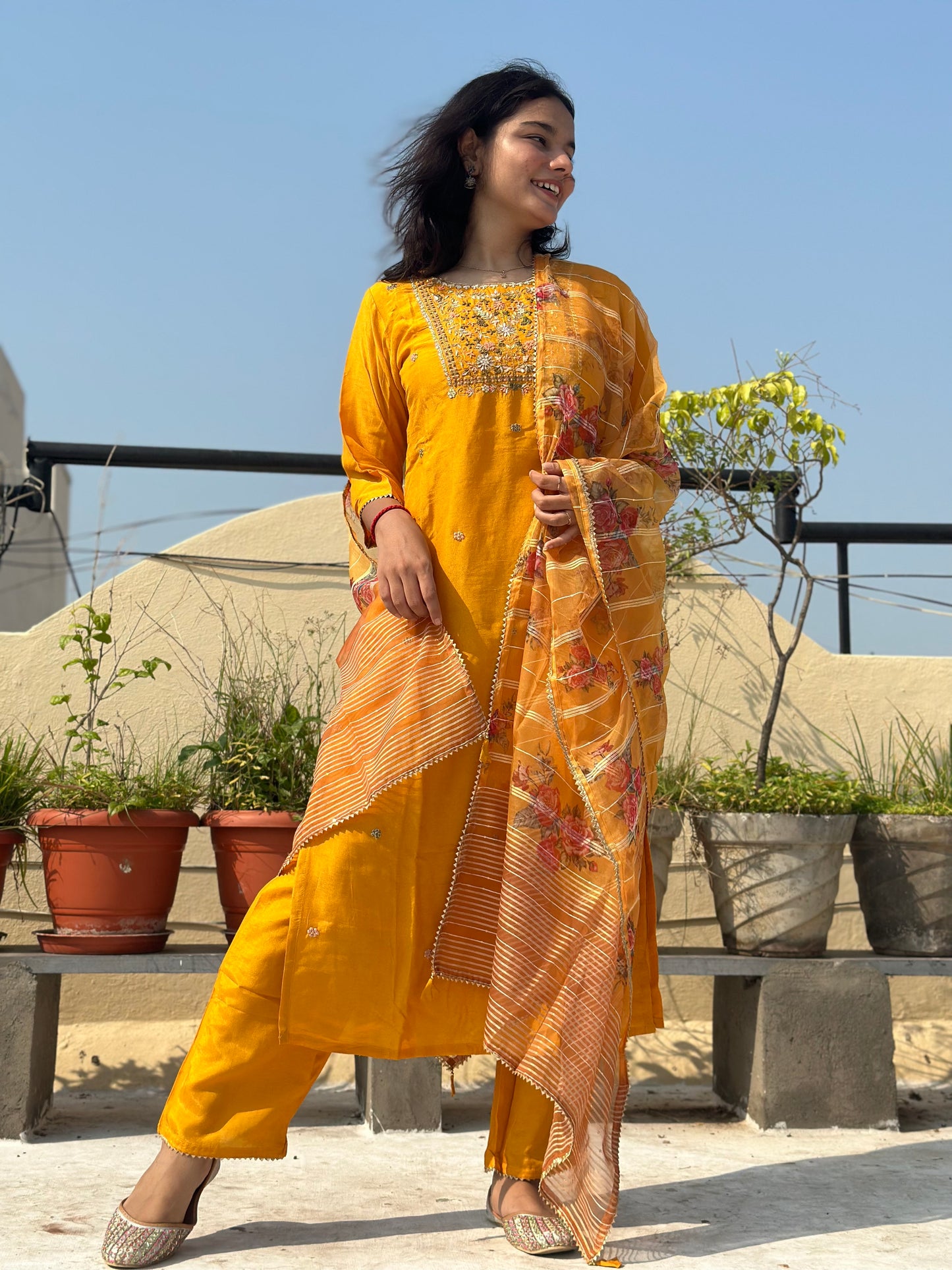 YELLOW HANDWORK SUIT