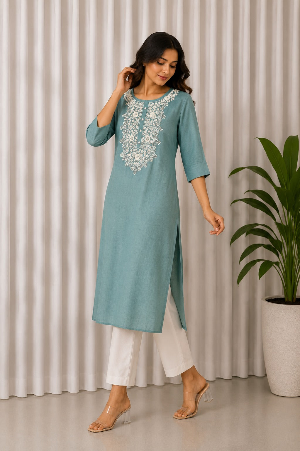 Designer Embroidered Kurti .