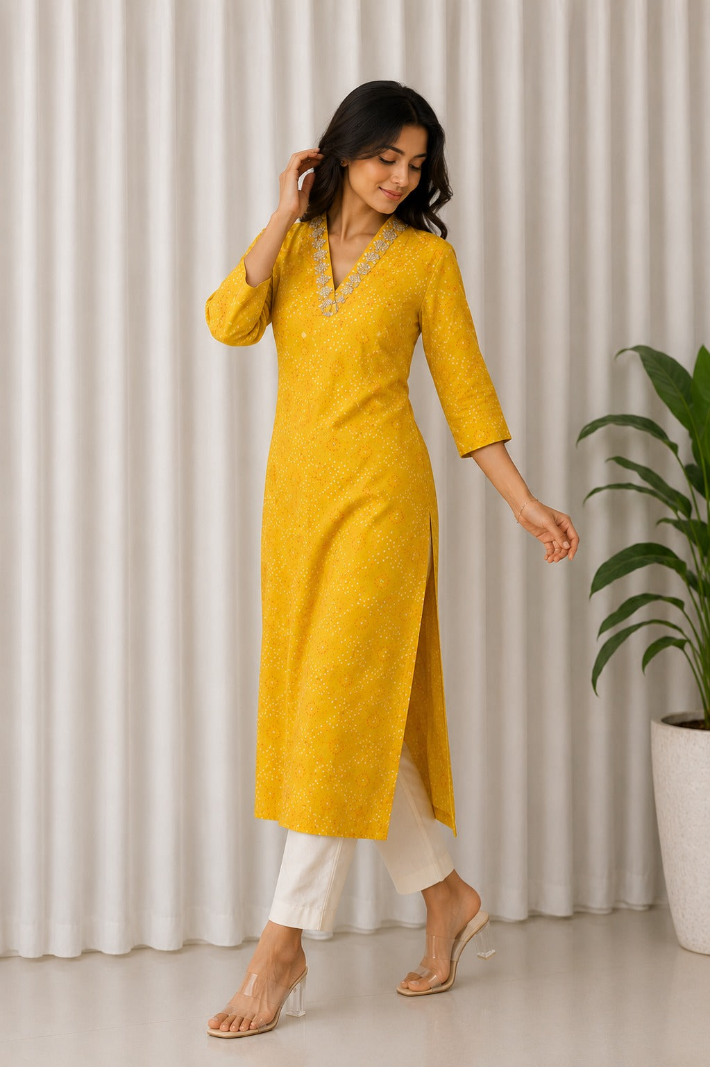 Sunbloom Bandhej Mirror Kurta
