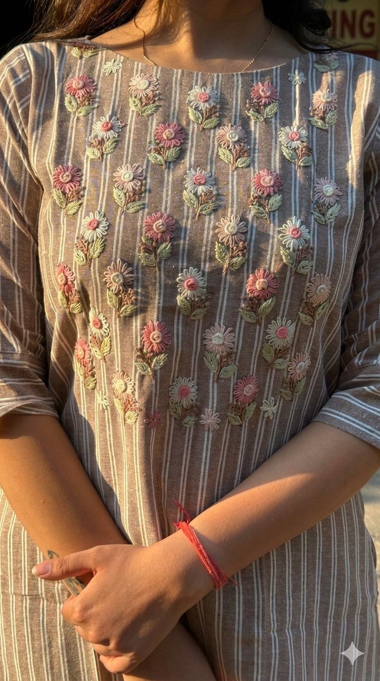 Earth Bloom Embroidered Kurti