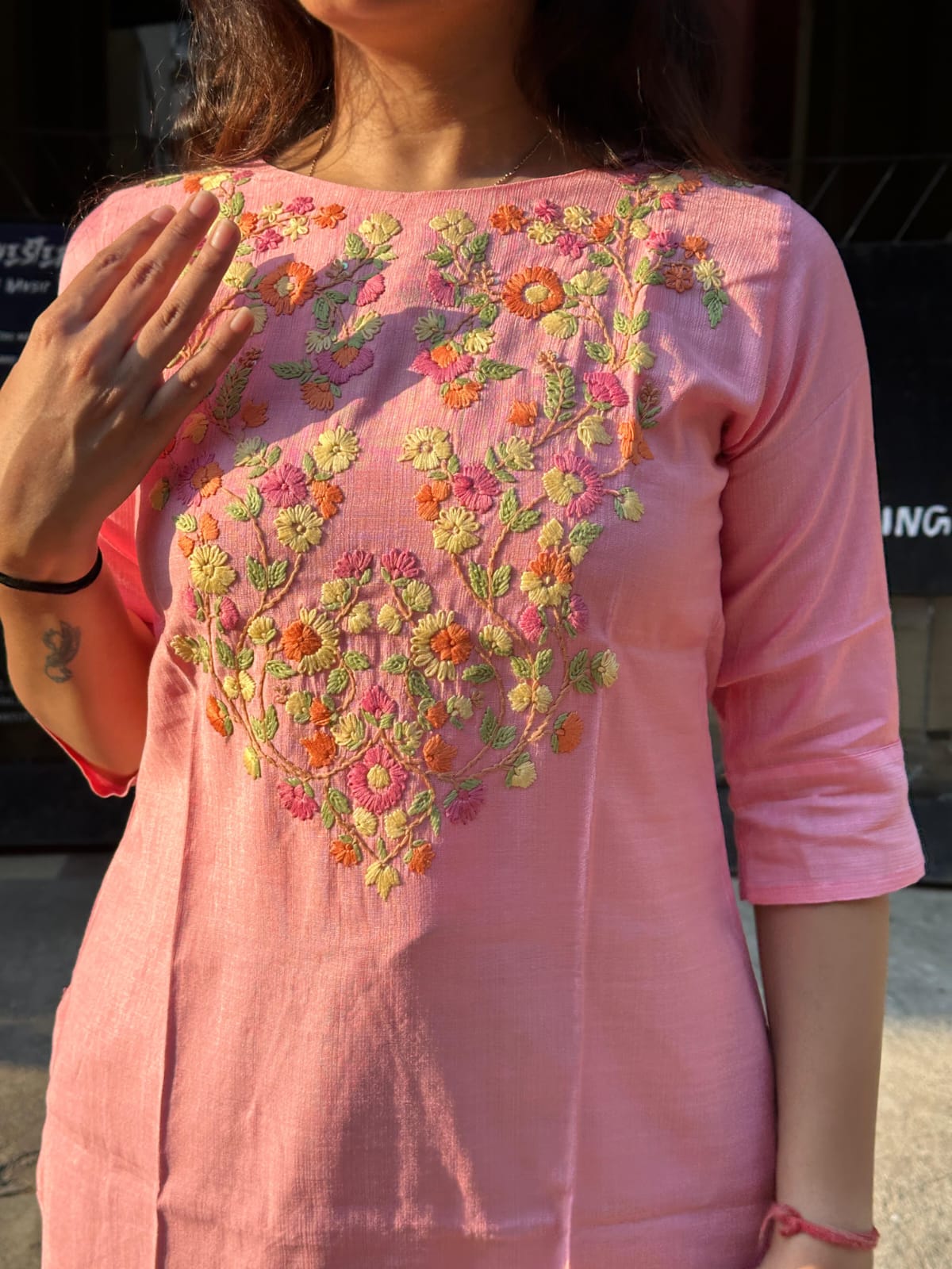 Blush Garden Embroidered Kurti