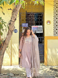 Dusty Mauve Embroidered Kurti Set with Dupatta