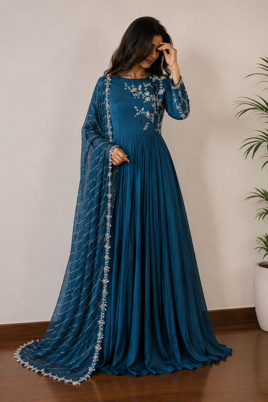 Hand work sequence Indo western designer gown