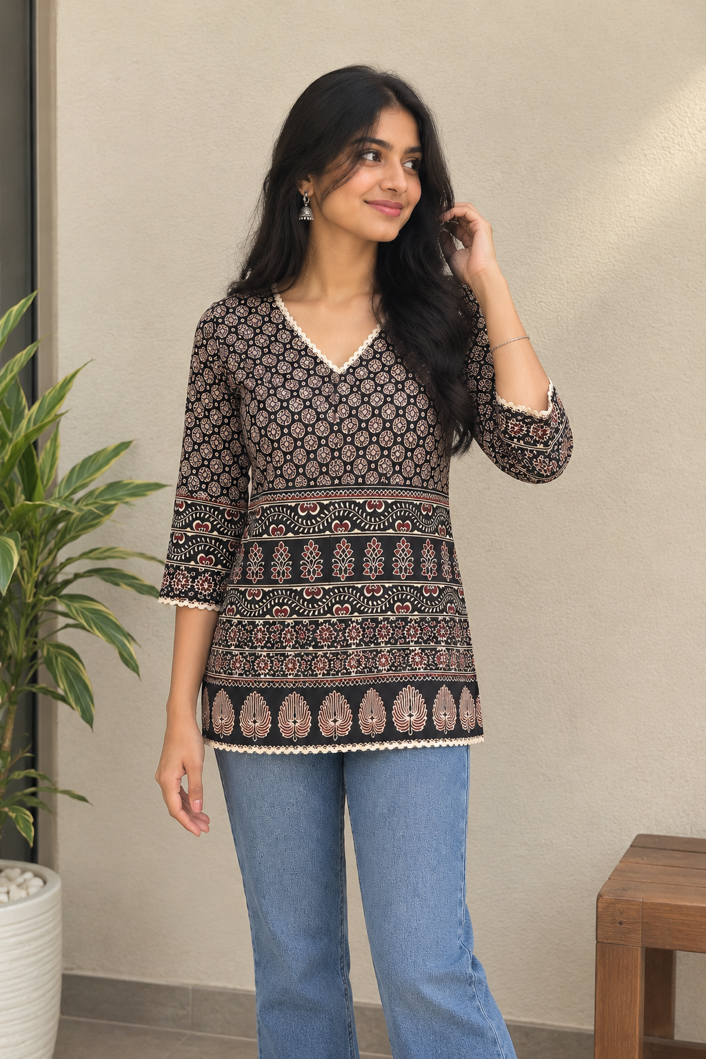 NOOR PRINTED SHORT KURTI