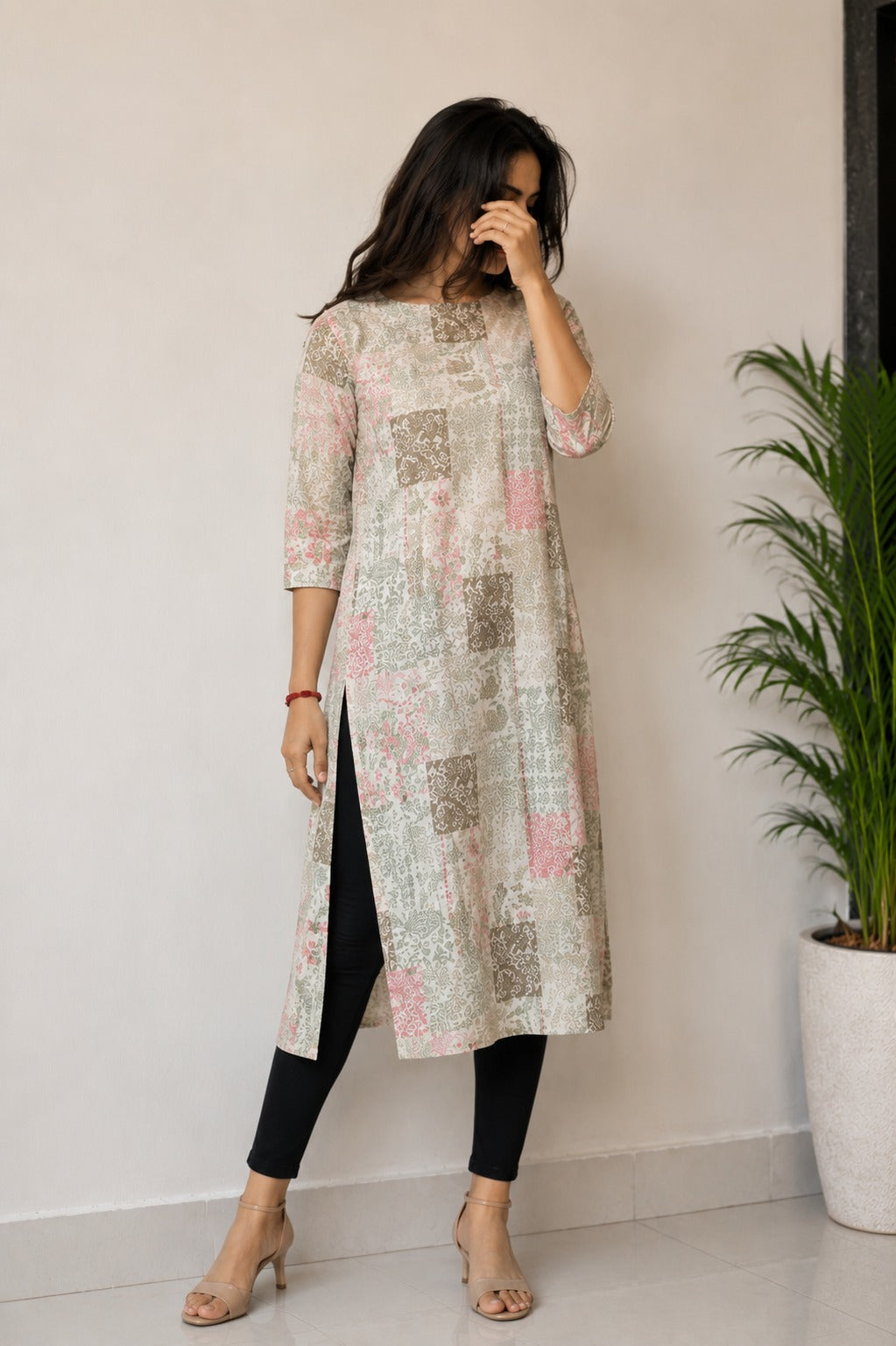 PRINTED MODAL CHANDARI SILK KURTA